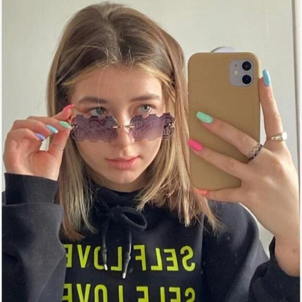 

sunglasses dollar shape decorative women rimless gradient blade sun glasses for cosplay show internet celebrity recommend oculos, White;black
