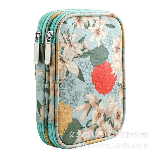 

green lily short crochet knitting tool storage bag eb013-c12