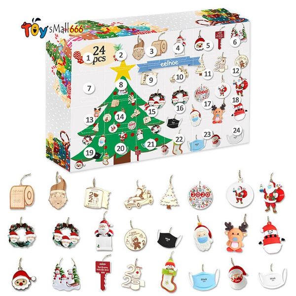 

2021 advent calendar 24pcs christmas pendants countdown calendar diy christmas theme box for girls kids christmas gifts fy9572