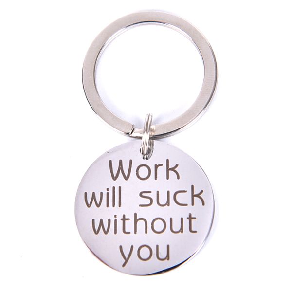 

diy pendant key chain work will suck without you keychain keyring colleague friends gift, Silver
