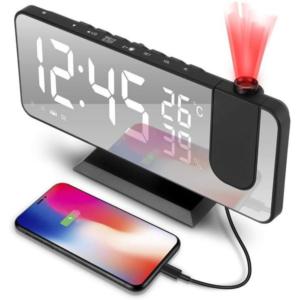 

other clocks & accessories led digital alarm clock watch table electronic deskusb wake up fm radio projector bedroom snooze function