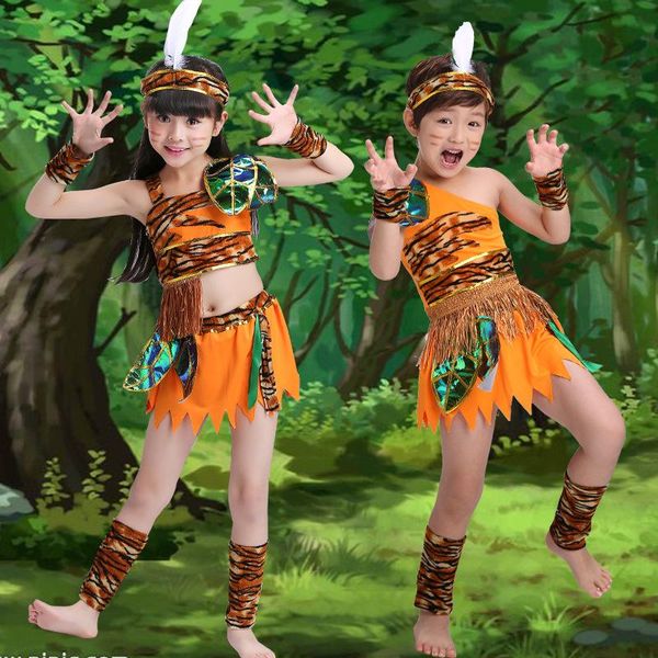 

ethnic clothing african dresses for rushed 2021 children dressed in costumes the original performance of leopard, Red