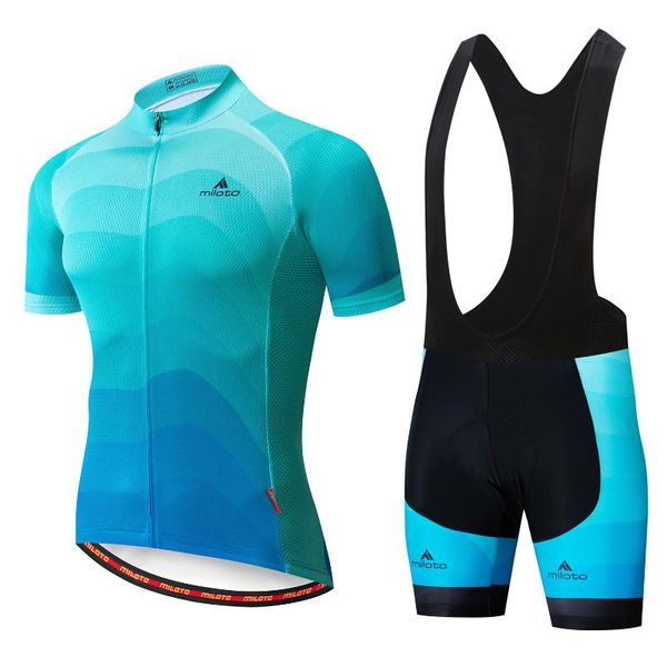 

racing sets 2021 miloto men cycling set jersey road bicycle wear breathable anti-uv mtb bike clothes clothing, Black;blue