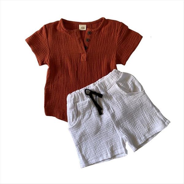 

fashion children clothes set linen kids t shirt shorts pants 2pcs summer boys girls clothing suit soft beach, White