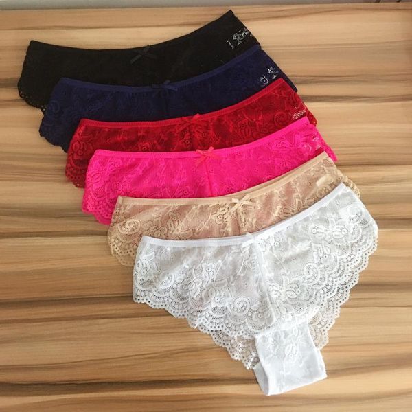 

women's swimwear 6 pcs/lot ladies lace panties transparent lingerie femme briefs female girl's underwear women underpants panty in, White;black
