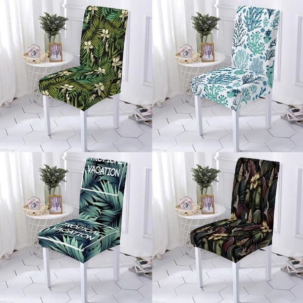 

chair covers green plant decor cover spandex stretch lattice chairs case letter leaves anti-dirty can be customized