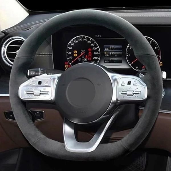 

steering wheel covers diy black artificial suede anti-skid car cover for - a-class w177 2021-2021 b-class c-class cls