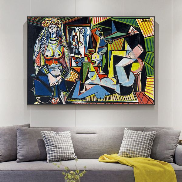 Canvas Arte Vintage Home Decor Pintura Pablo Picasso Mulheres de Argel Pôsteres e Impressões Arte da Parede Imagem para a decoração da sala de estar