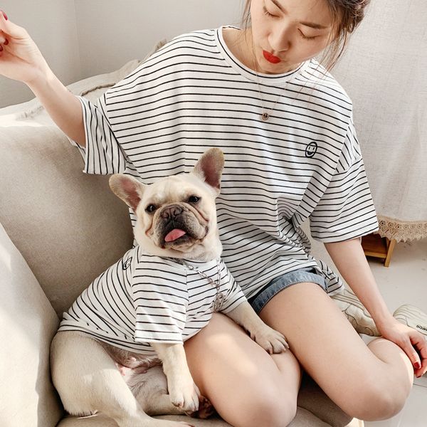 

Pet Matching Cothes For Sma Dogs French Budog Striped Pet Shirt Dog Cothing For Dogs Costume Ropa Perro Pug Puppy Outfit