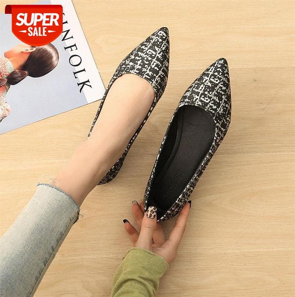 

pointed toe single shoes women korean metal buckle flat pumps women's large size #di4c