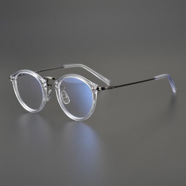 

sunglasses pure titanium blue light blocking eyewear men retro round frame optical eyeglasses anti rays computer myopia glasses women, White;black