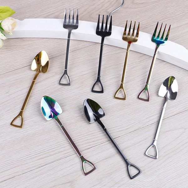 

spoons stainless steel shovel shaped dessert forks coffee tea spoon ice cream sugar teaspoon kids interesting toys bar home