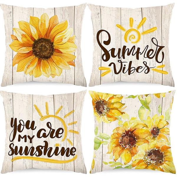 

pillow case sunflower 18x18 covers summer decorative throw cushion cover for home farmhouse outdoor