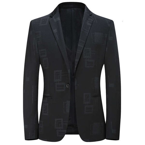 

& men's suits blazers suit youth black slim geometric figure fashion trend coat, White;black