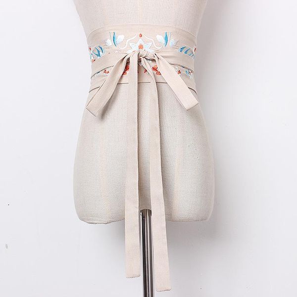 

belts women's runway fashion cotton linen embroidery cummerbunds female dress corsets waistband decoration wide belt tb1271, Black;brown