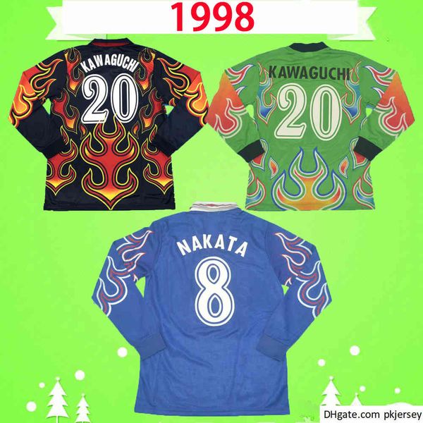 

japan 1998 retro soccer jerseys long sleeve nakata nakayama home blue away white football shirt uniforms full sleeve namami yamaguchi 98, Black;yellow