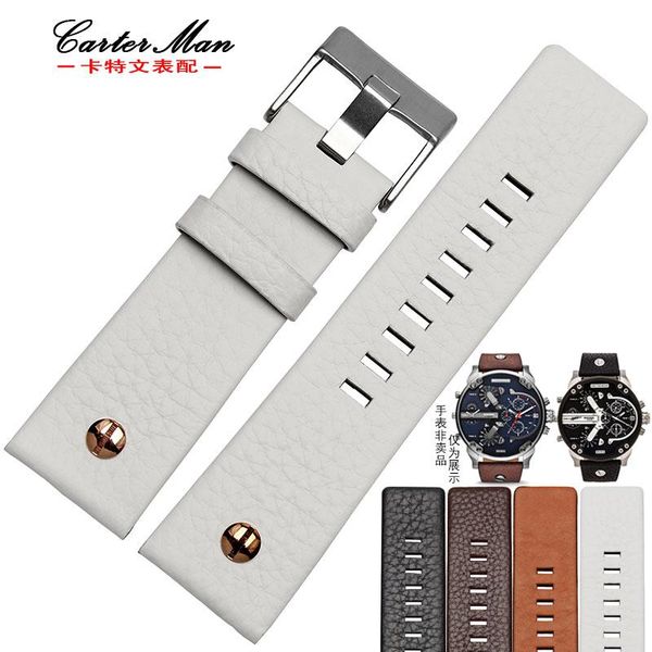 

watch bands 22mm 24mm 26mm 28mm 30mm genuine leather watchband for dz1405 bracelet, Black;brown
