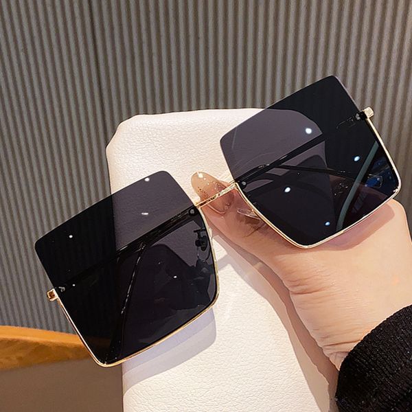 

2021 metal semi-rimless sunglasses women retro large quadratic sunglasses men fashion half metal frame streetwear glasses glasses wholesale, White;black