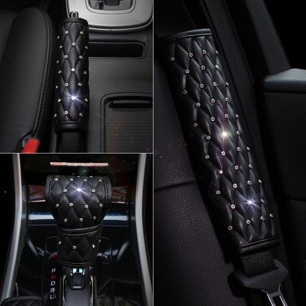 

safety belts & accessories universal car interior crystal seat belt cover diamond hand brake gear auto shoulder pad styling