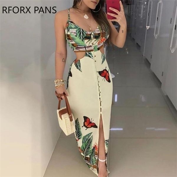 

spaghetti strap tropical print cutout dress women dress, Black;gray