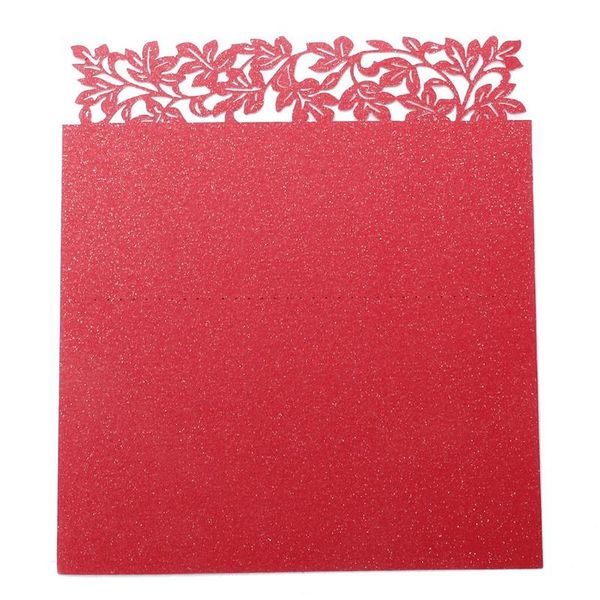 

greeting cards 50 leaf shape laser-cut table name place card setting wedding party supplies red