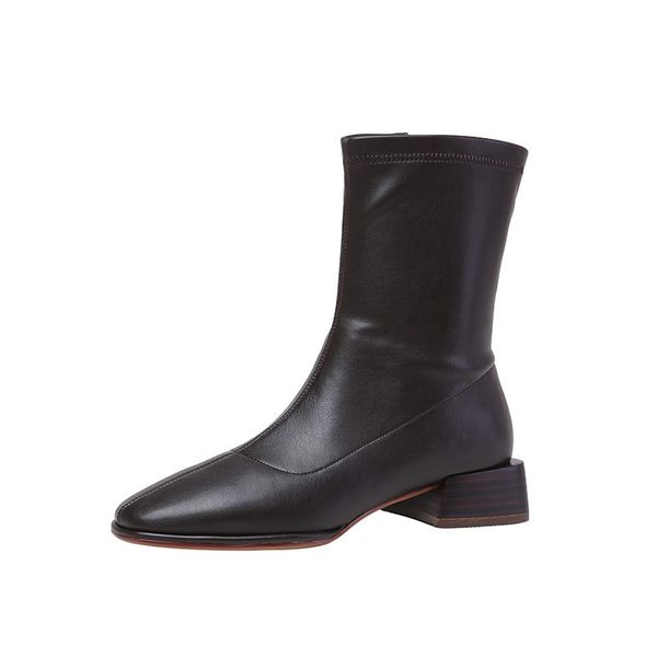 

asumer superior quality put women's stretching boots square toe down shoes fashion autumn winter, Black