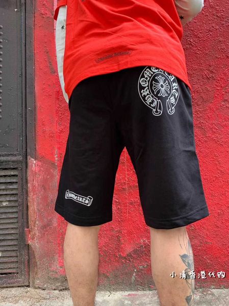 

printed chromehearts sanskrit crosin shorts cross ch horseshoe casual sports capris men's and women's pants, White;black