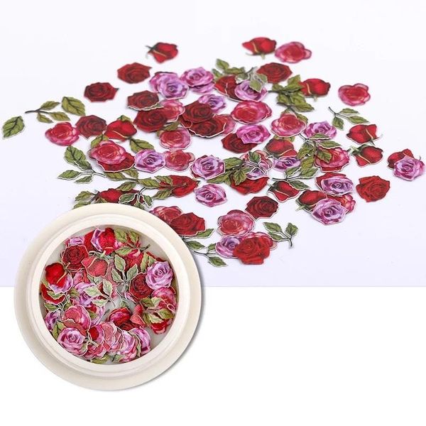 

nail art decorations 50pcs/box color mixed small daisy flower rose ultra-thin wood pulp patch diy jewelry decoration, Silver;gold