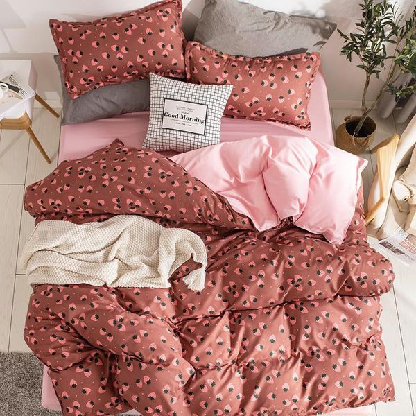 

bedding sets cartoon cute set strawberry printed duvet cover single double  king size bed linen soft bedclothes quilt