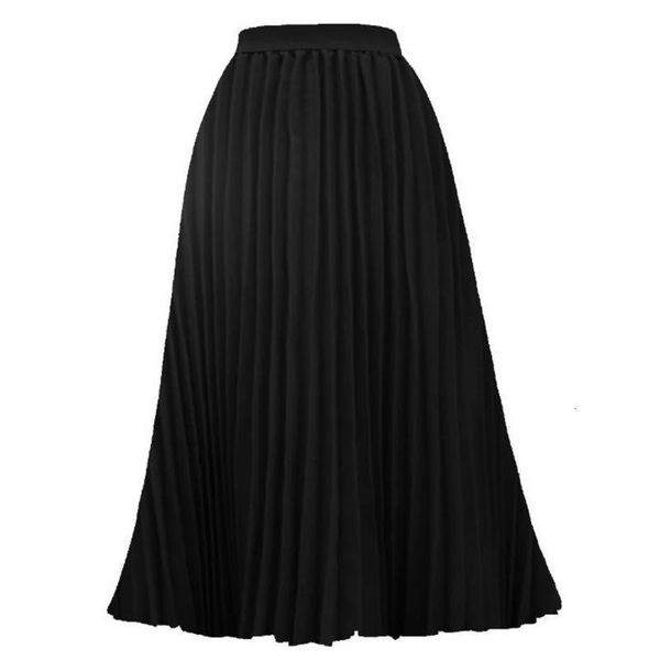 

skirts high waist long pleated maxi skirt women summer a line midi office lady work wear vintage casual big swing green skirt1 axht, Black