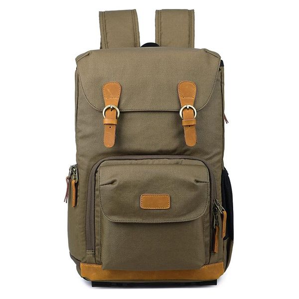 

backpack men slr camera big bag waterproof canvas leather retro vintage male practical travel