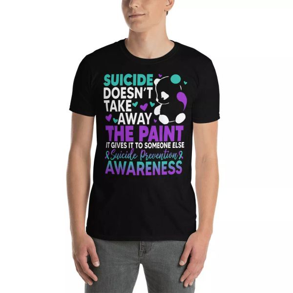 

suicide doesn't take away cute suicide prevention awareness panda lover t-shirt, White;black