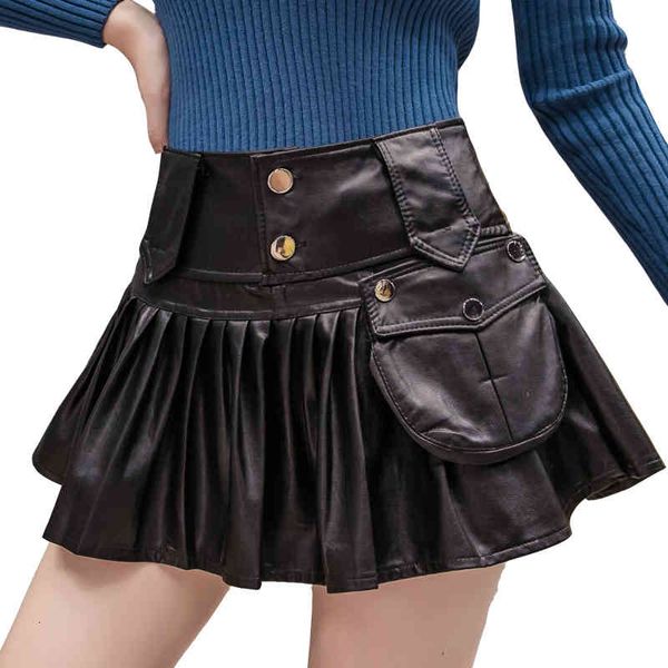 

suits women high waist black pleated pu leather mini shorts female plus size pole dance saias safety fashion