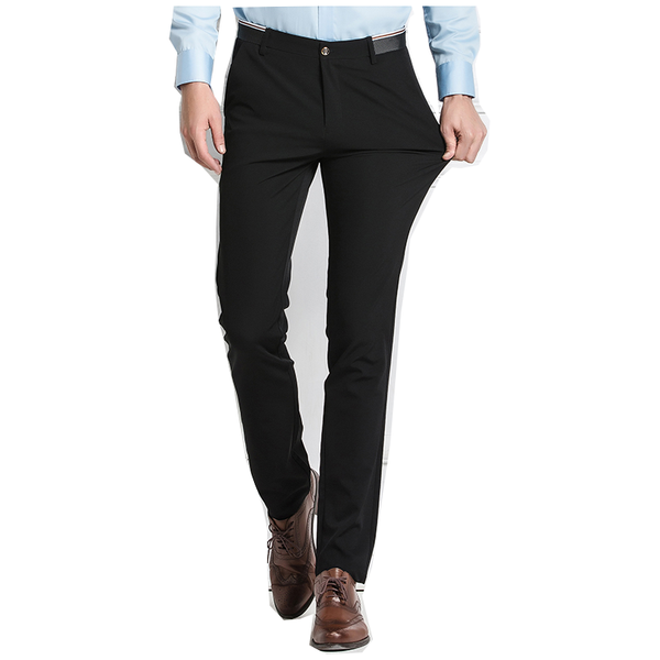 

four seasons stretch business trousers slim-fit men's casual pants (28-38 size), Black