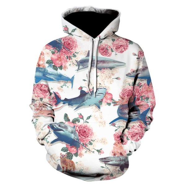 

men's hoodies & sweatshirts fashion 3d printing flower print hoodie men and women personality fashionable good-looking funny pullover, Black