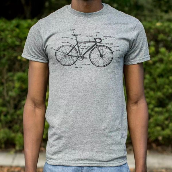

bike anatomy t-shirt | mens short sleeve graphic t-shirt, White;black