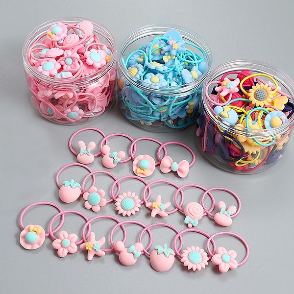 

10/ pcs children's headband headwear hair korean version the cartoon girl rubber band sweet cute accessories, Slivery;white