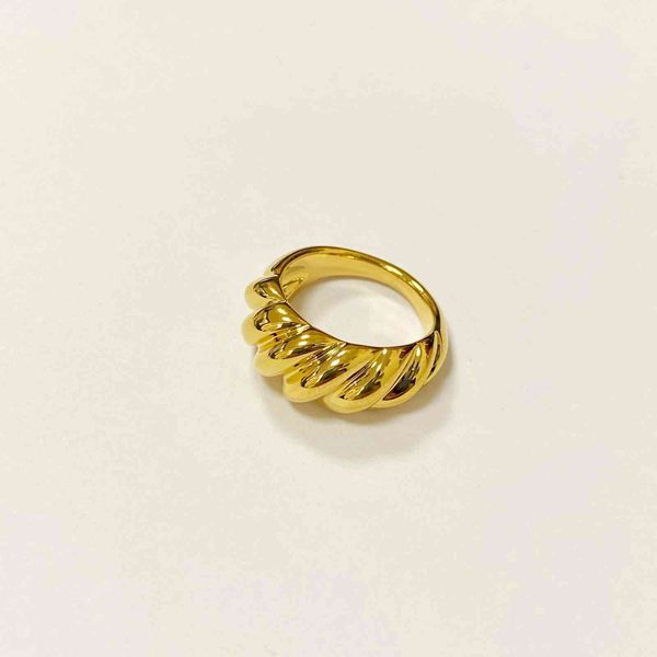 

shop minority design twill french croissant brass gold-plated simple ring index finger ring, Golden;silver