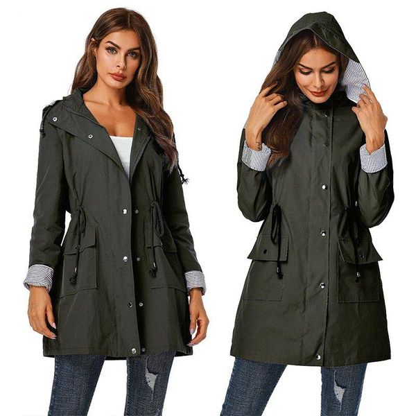 

women's jackets women plus size solid long sleeve outwear coats rainproof hooded clothes windproof regular cover up winter coat, Black;brown