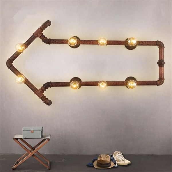 

jw_loft american decor rust water pipe wall lamps led e27 retro industrial corridor balcony arrow lights bedroom living room