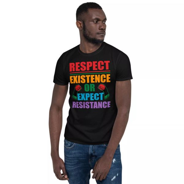 

respect existence or expect resistance strong hands pride black african shirt, White;black