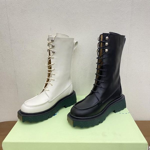 

boots autumn and winter women platform round-toes lace up ladies solid genuine leather designer shoes botas de mujer, Black