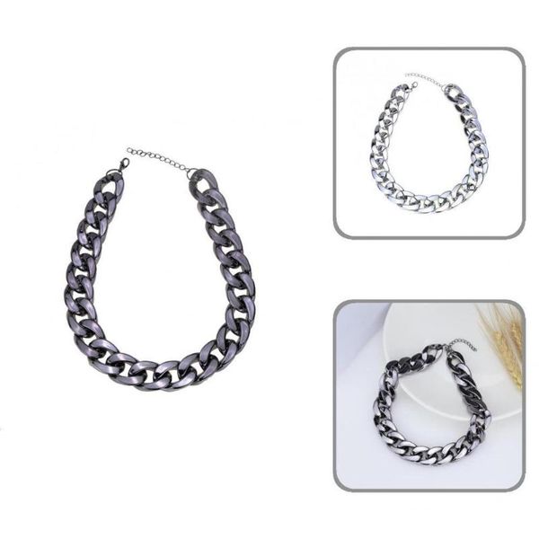 

chains lightweight unique exaggerated short type choker necklace simple polishing for party, Silver
