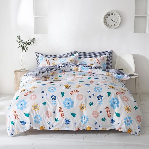 

bedding sets set blue floral girl comforter cover 3/4 pcs fresh style plant flowers  women bed duvet with pilowcase sheet