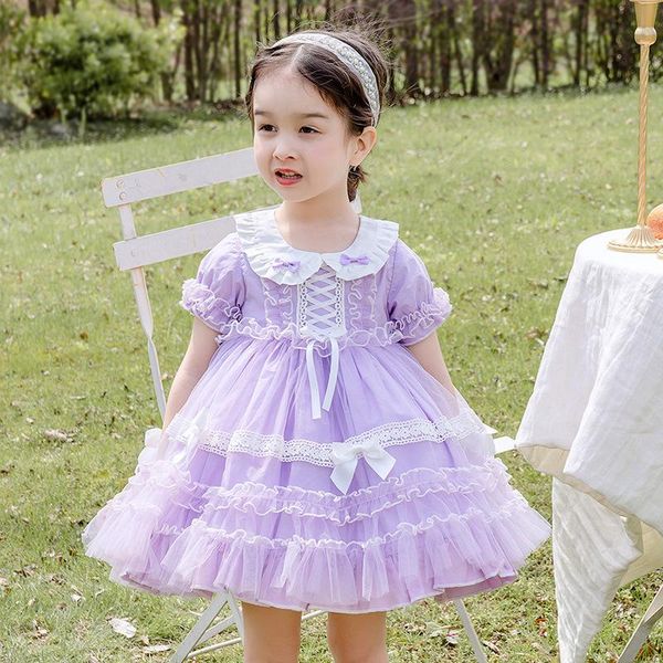 

girl's dresses spanish baby clothing lolita princess children birthday party easter eid ball gown lace bow stitching cute for girl, Red;yellow