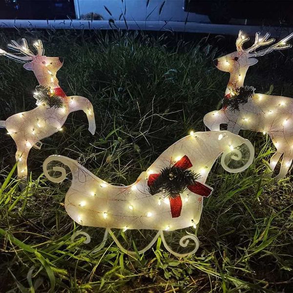 

garden decorations light-up deer sleigh holiday decoration led christmas lighted reindeer family outdoor ornaments with light