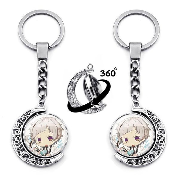 Portachiavi Bungo Stray Dogs Collezione Anime Portachiavi Time Gem Ciondolo rotante a doppia faccia Regalo di gioielli in metallo in lega di zinco