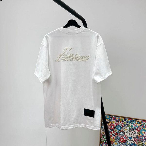 

men's t-shirts fashion high street we11done t-shirt quality loose casual all-match oversized men women couples short sleeves, White;black