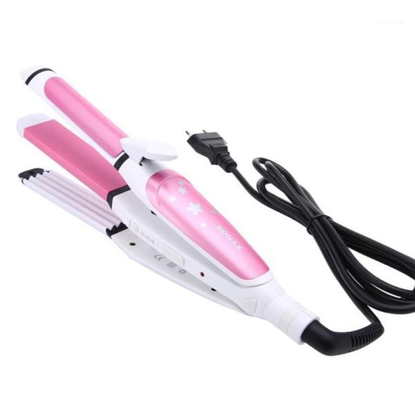 

ceramic corn wave straight hair multi-function curler corrugated plate electric curling iron curl modelling tools1, Black