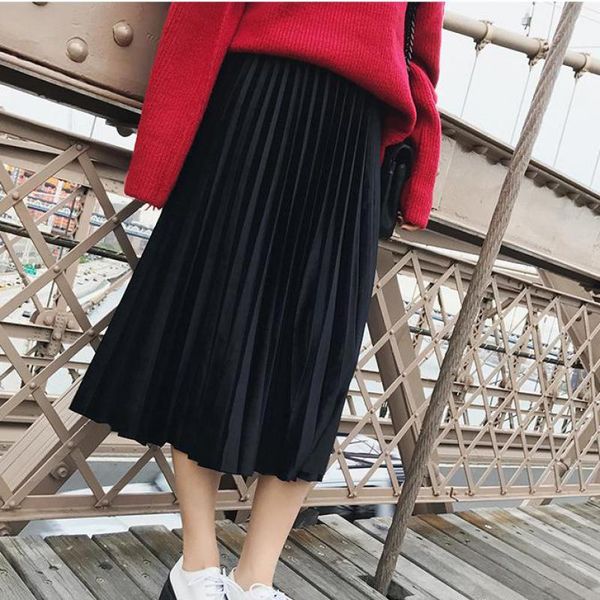

skirts 2021 autumn and winter high waisted skinny female velvet skirt pleated, Black